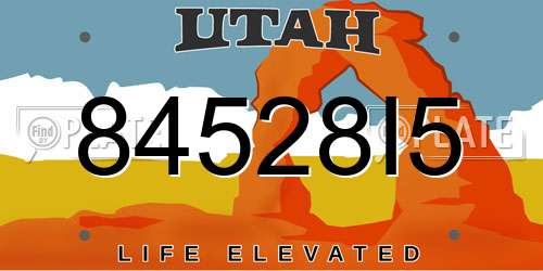 84528I5 Utah License Plate