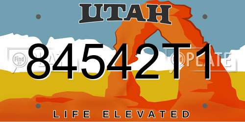 84542T1 Utah License Plate