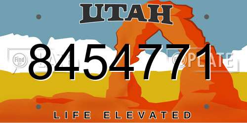 8454771 Utah License Plate