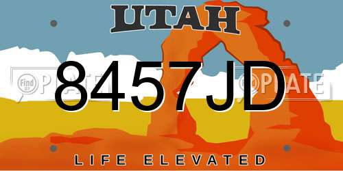 8457JD Utah License Plate