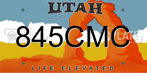 845CMC Utah License Plate
