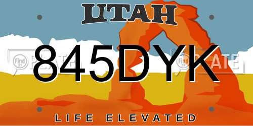 845DYK Utah License Plate