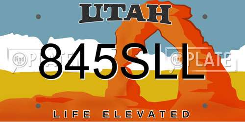 845SLL Utah License Plate
