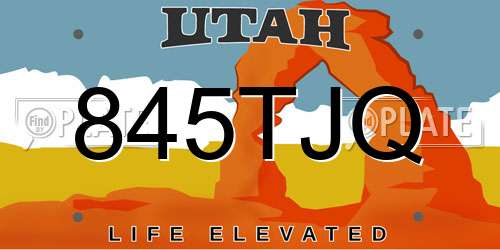 845TJQ Utah License Plate