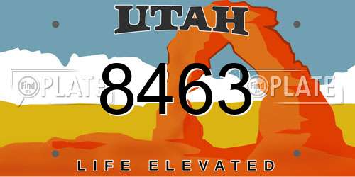 8463 Utah License Plate