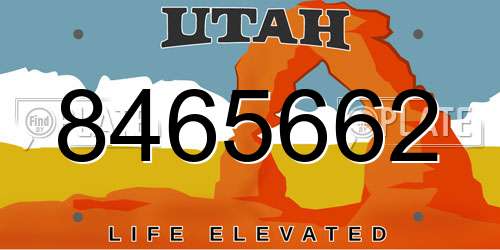 8465662 Utah License Plate