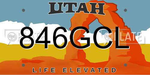 846GCL Utah License Plate