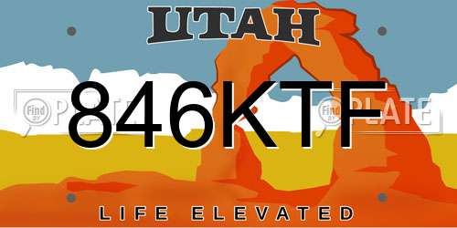 846KTF Utah License Plate