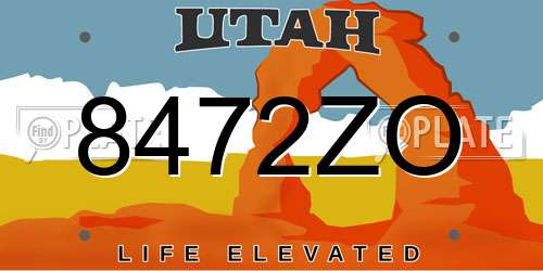 8472ZO Utah License Plate