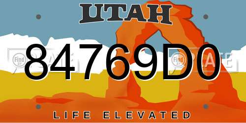 84769D0 Utah License Plate