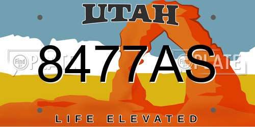 8477AS Utah License Plate