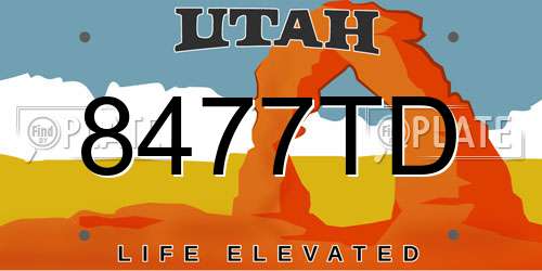 8477TD Utah License Plate