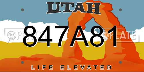 847A81 Utah License Plate