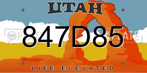 847D85 Utah License Plate