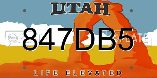 847DB5 Utah License Plate