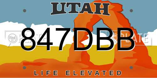 847DBB Utah License Plate