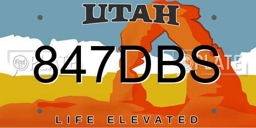 847DBS Utah License Plate
