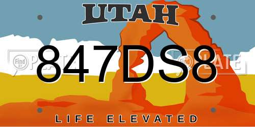 847DS8 Utah License Plate