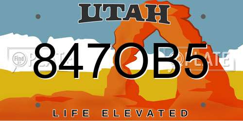 847OB5 Utah License Plate