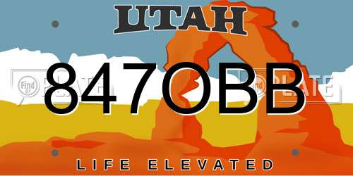 847OBB Utah License Plate