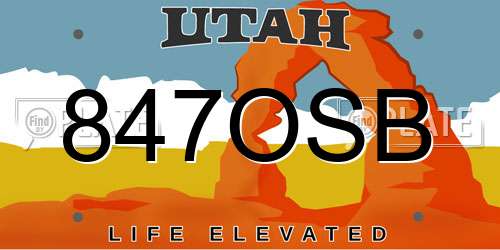 847OSB Utah License Plate