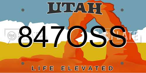 847OSS Utah License Plate