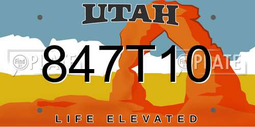 847T10 Utah License Plate