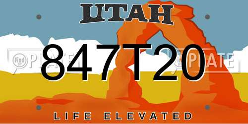847T20 Utah License Plate