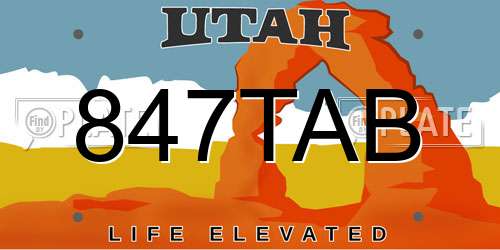 847TAB Utah License Plate