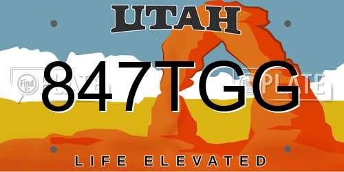 847TGG Utah License Plate