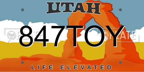 847TOY Utah License Plate