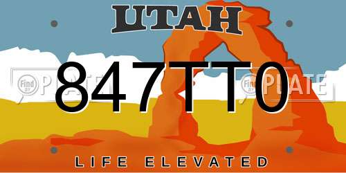 847TT0 Utah License Plate