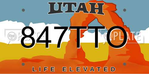 847TTO Utah License Plate