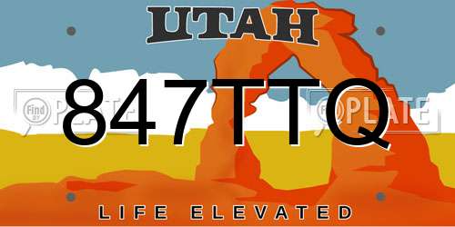 847TTQ Utah License Plate
