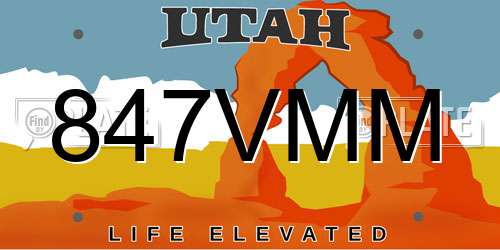 847VMM Utah License Plate