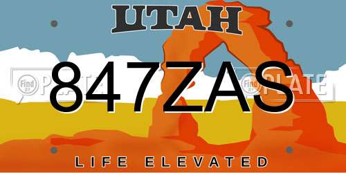 847ZAS Utah License Plate