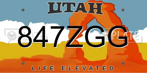 847ZGG Utah License Plate