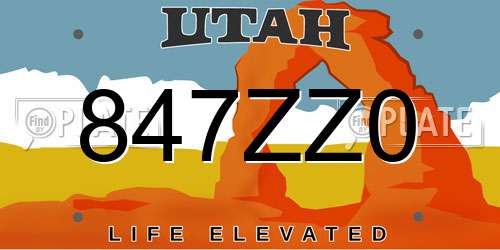 847ZZ0 Utah License Plate