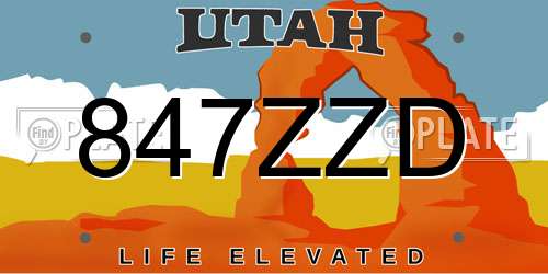 847ZZD Utah License Plate