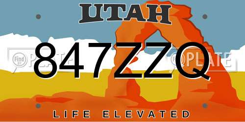 847ZZQ Utah License Plate