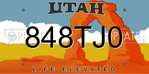 848TJ0 Utah License Plate