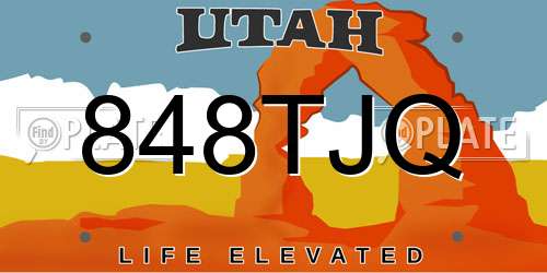 848TJQ Utah License Plate