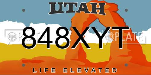 848XYT Utah License Plate
