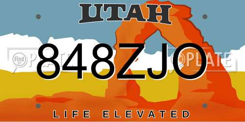 848ZJO Utah License Plate