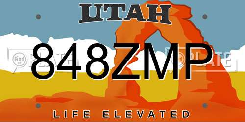 848ZMP Utah License Plate