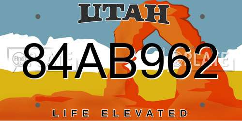 84AB962 Utah License Plate