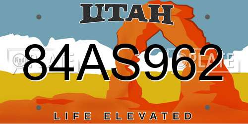 84AS962 Utah License Plate