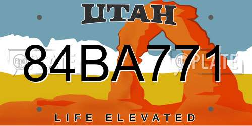 84BA771 Utah License Plate