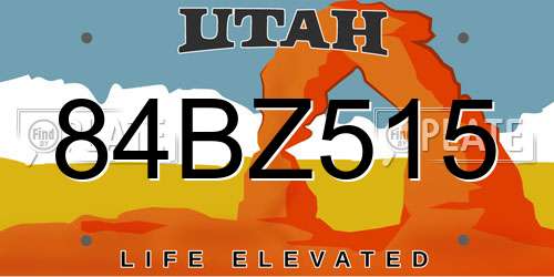 84BZ515 Utah License Plate