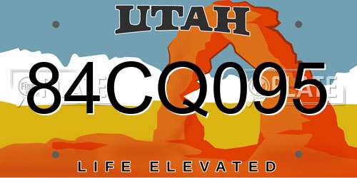 84CQ095 Utah License Plate